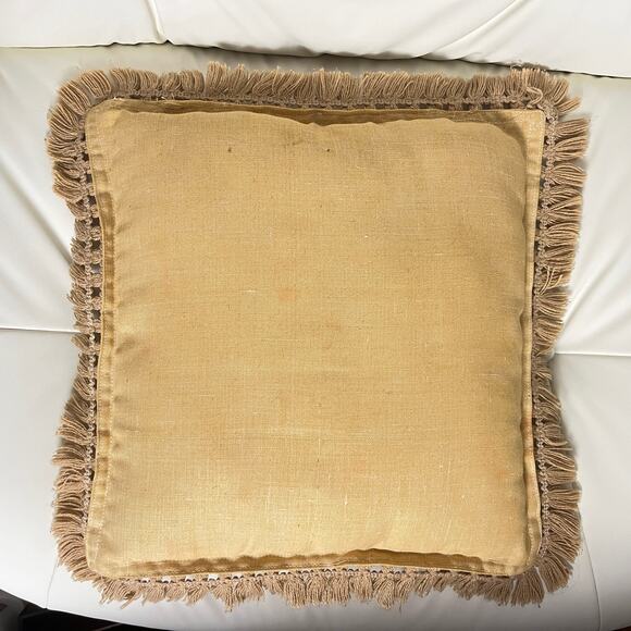 Vintage Crewel Embroidered Throw Pillow, Woodland Needlepoint - Picture 9 of 10